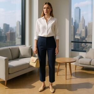 Chloé Linen Blend Cropped Trousers - Relaxed Fit - Minimalist - Old Money - 2